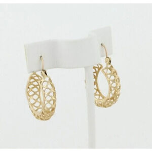 14k Yellow Gold Filigree Earrings 1 1/4" Drop